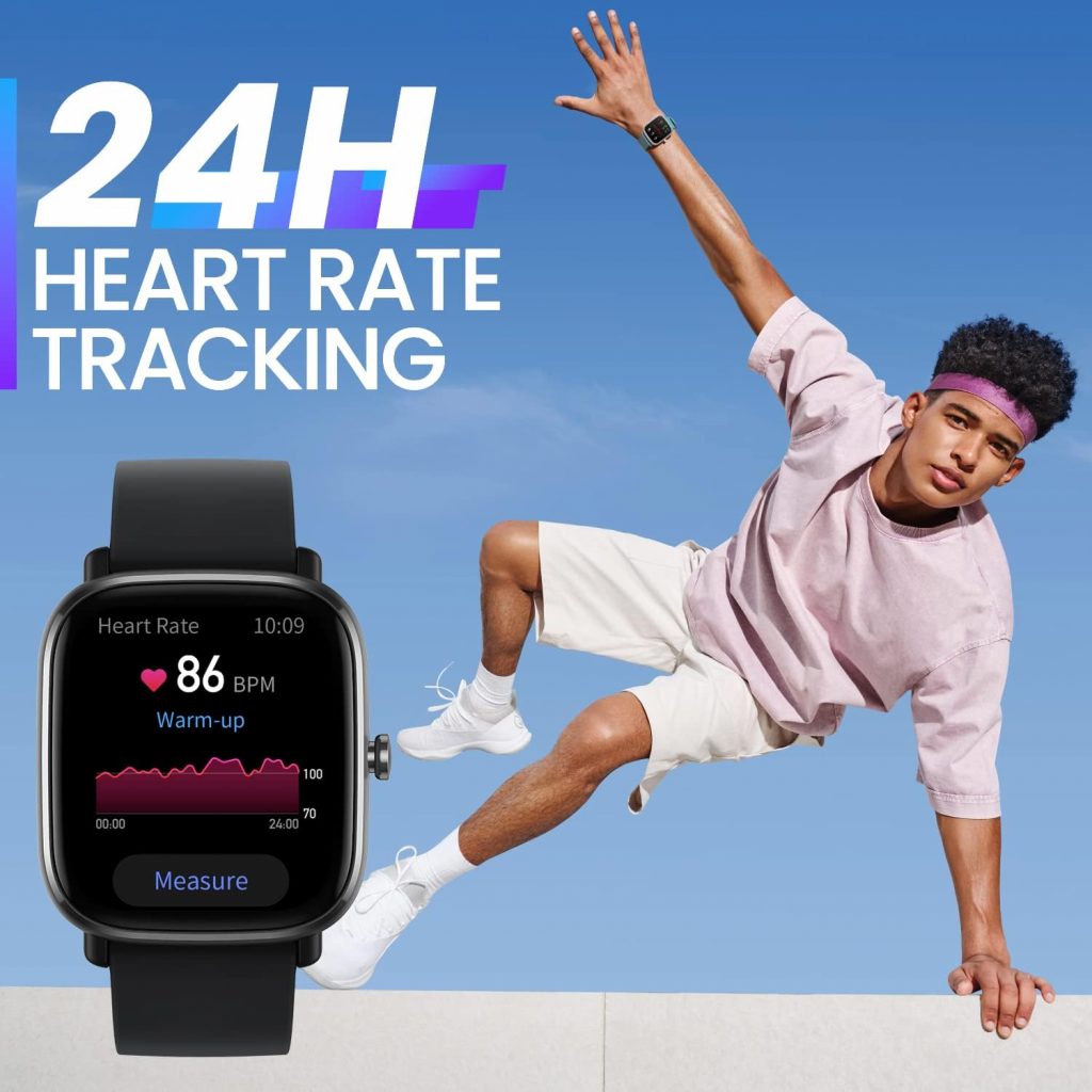 Amazfit [2022 New Version] GTS 2 Mini Smart Watch with Alexa Built-in, 1.55 AMOLED Display, GPS, 68 Sports Modes, 14 Days Battery Life, Heart Rate, Sleep, Stress and SpO2 Monitor, Black