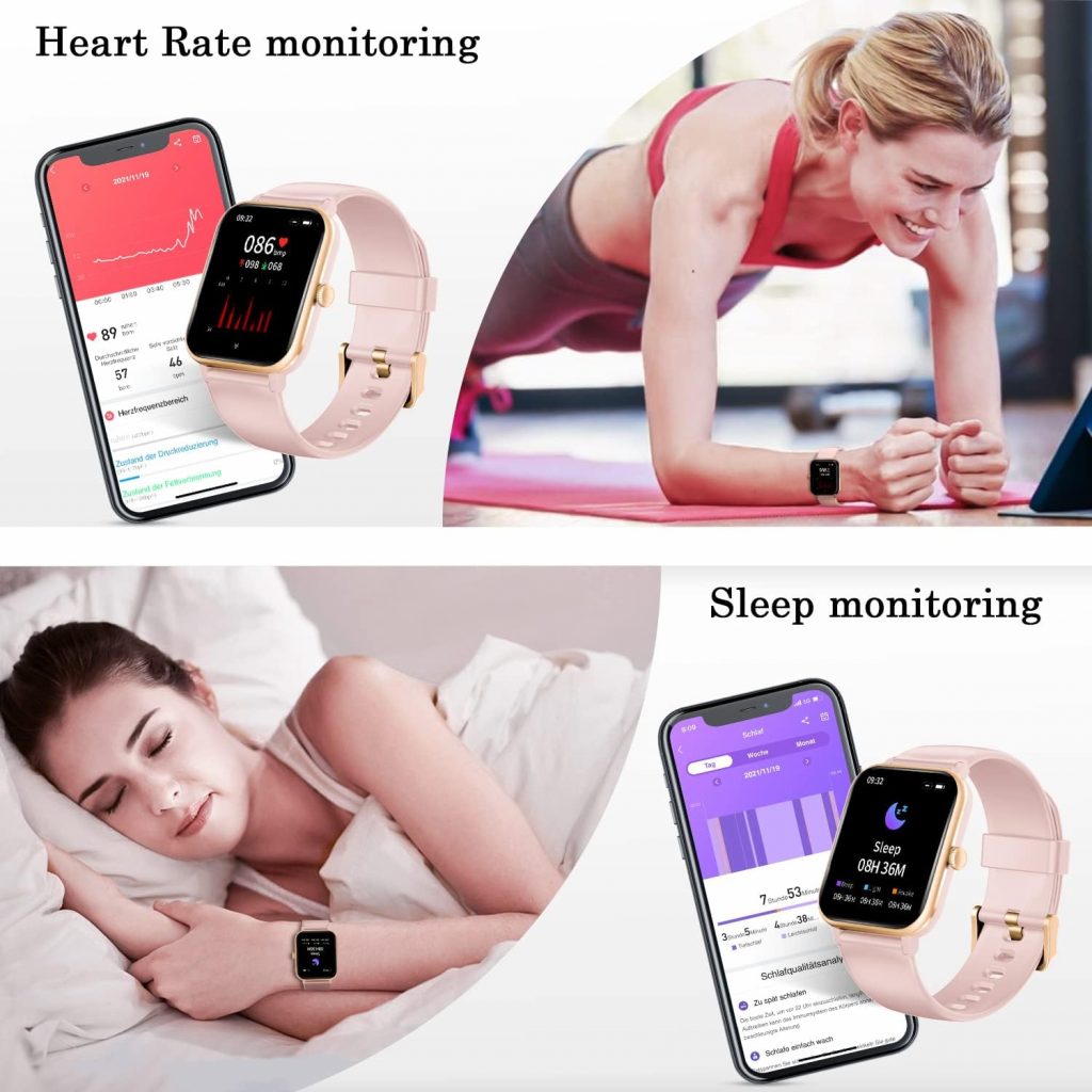 Blackview Smart Watch for Women, Fitness Watch with Body Thermometer, Blood Oxygen, Heart Rate Sleep Monitor, 25 Sport Modes, IP68 Waterproof, Pedometer, Notification, Smartwatch for Android iOS
