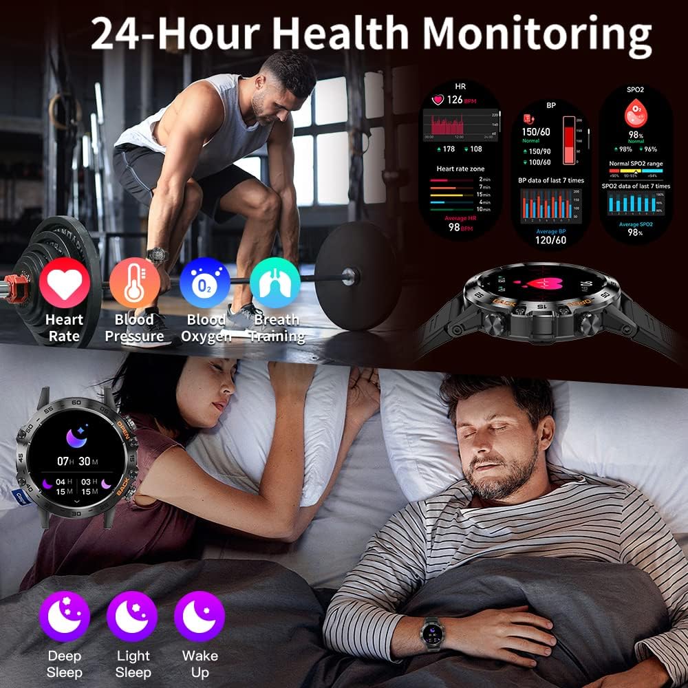 LEMFO Smart Watch, Smart Watch for Men Answer/Make Call, 1.39 Touch Screen Fitness Watch 100+ Sports Modes 400mAh Smartwatch Heart Rate Blood Oxygen Sleep Monitor Step Counter for Android iOS Phones