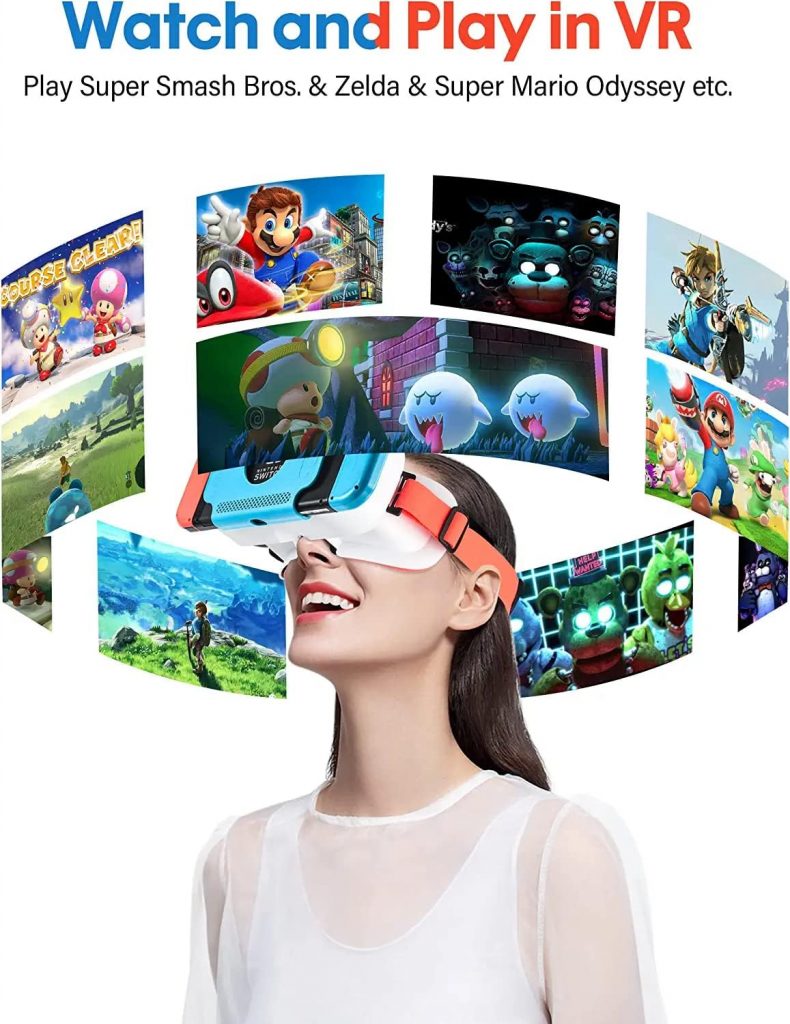VR Headset Compatible with Nintendo Switch  Nintendo Switch OLED Model, Upgraded with Adjustable HD Lenses, Virtual Reality Glasses for Original Nintendo Switch